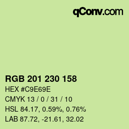 Color code: RGB 201 230 158 | qconv.com