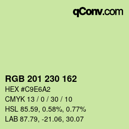 Color code: RGB 201 230 162 | qconv.com