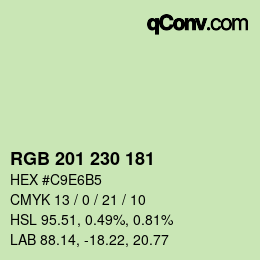 カラーコード: RGB 201 230 181 | qconv.com