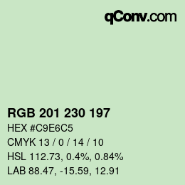 Color code: RGB 201 230 197 | qconv.com