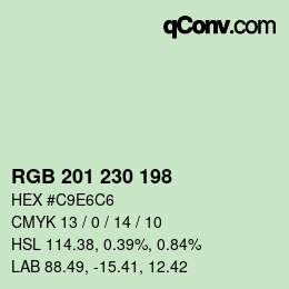 Color code: RGB 201 230 198 | qconv.com