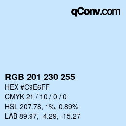 颜色代码: RGB 201 230 255 | qconv.com
