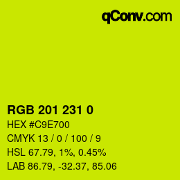 Color code: RGB 201 231 0 | qconv.com
