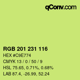 カラーコード: RGB 201 231 116 | qconv.com