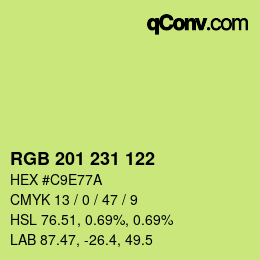 カラーコード: RGB 201 231 122 | qconv.com