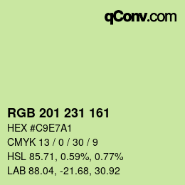 カラーコード: RGB 201 231 161 | qconv.com