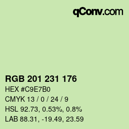 カラーコード: RGB 201 231 176 | qconv.com