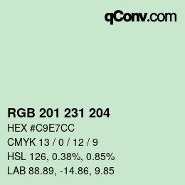 Color code: RGB 201 231 204 | qconv.com