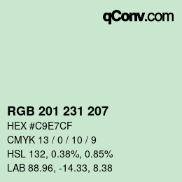 カラーコード: RGB 201 231 207 | qconv.com