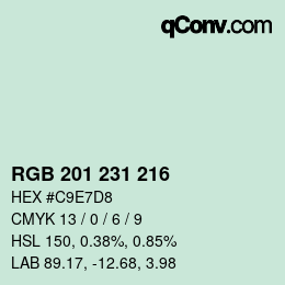 Color code: RGB 201 231 216 | qconv.com