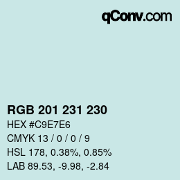 Color code: RGB 201 231 230 | qconv.com