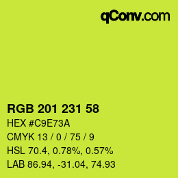 Color code: RGB 201 231 58 | qconv.com