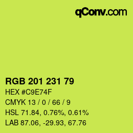 カラーコード: RGB 201 231 79 | qconv.com