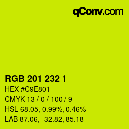 Color code: RGB 201 232 1 | qconv.com