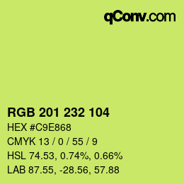 Color code: RGB 201 232 104 | qconv.com
