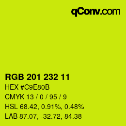Color code: RGB 201 232 11 | qconv.com