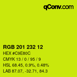 Color code: RGB 201 232 12 | qconv.com