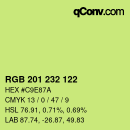 カラーコード: RGB 201 232 122 | qconv.com