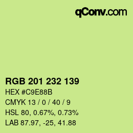 カラーコード: RGB 201 232 139 | qconv.com