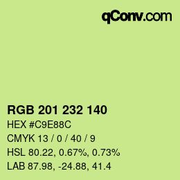 Color code: RGB 201 232 140 | qconv.com
