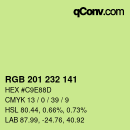 Color code: RGB 201 232 141 | qconv.com