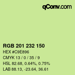 Color code: RGB 201 232 150 | qconv.com