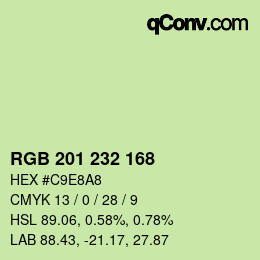 Color code: RGB 201 232 168 | qconv.com