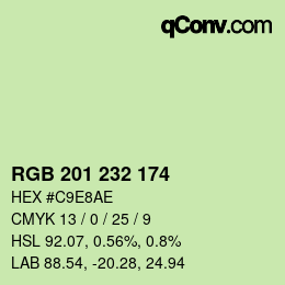 Color code: RGB 201 232 174 | qconv.com