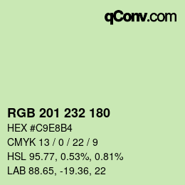 Color code: RGB 201 232 180 | qconv.com