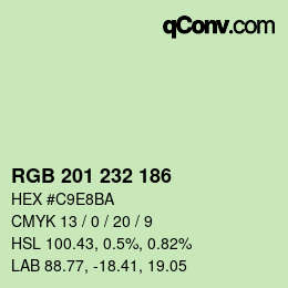 Color code: RGB 201 232 186 | qconv.com