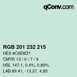 カラーコード: RGB 201 232 215 | qconv.com