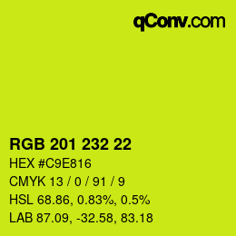 Color code: RGB 201 232 22 | qconv.com