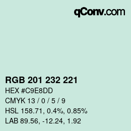 Code couleur: RGB 201 232 221 | qconv.com