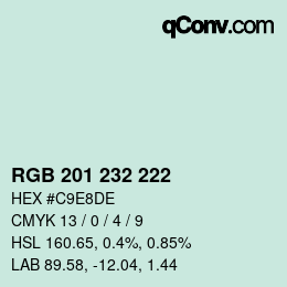 Color code: RGB 201 232 222 | qconv.com