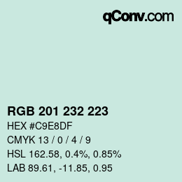 Color code: RGB 201 232 223 | qconv.com