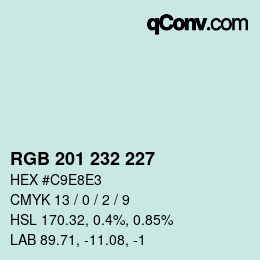 Color code: RGB 201 232 227 | qconv.com