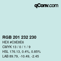 Color code: RGB 201 232 230 | qconv.com