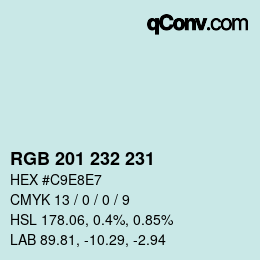 Color code: RGB 201 232 231 | qconv.com
