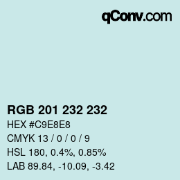 Color code: RGB 201 232 232 | qconv.com