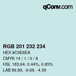 カラーコード: RGB 201 232 234 | qconv.com