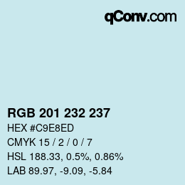 カラーコード: RGB 201 232 237 | qconv.com