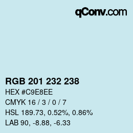 Color code: RGB 201 232 238 | qconv.com