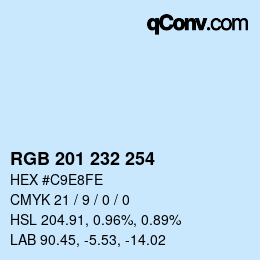 Color code: RGB 201 232 254 | qconv.com