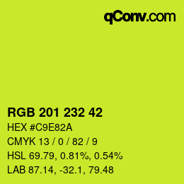 カラーコード: RGB 201 232 42 | qconv.com