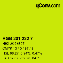 Color code: RGB 201 232 7 | qconv.com