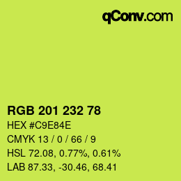 Color code: RGB 201 232 78 | qconv.com