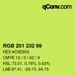 Color code: RGB 201 232 89 | qconv.com