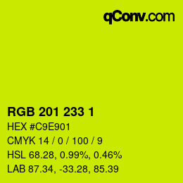 Color code: RGB 201 233 1 | qconv.com