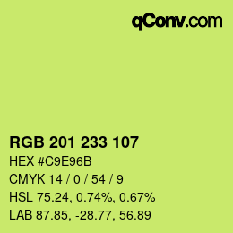 Color code: RGB 201 233 107 | qconv.com