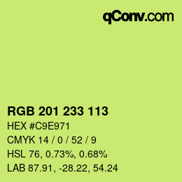 Color code: RGB 201 233 113 | qconv.com